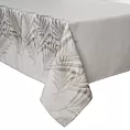 Obrus naturalno, stalowy 160x260 cm INES z nadrukowanym motywem liści palmowych