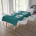 Obrus szyty ADESSA ciemnoturkusowy z miękkiej tkaniny o welurowej strukturze
