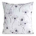 Poszewka na poduszkę 45x45 cm welwetowa zdobiona nadrukiem letnich kwiatów biało, beżowa MINK Eurofirany