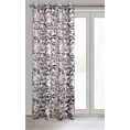 Zasłona biało, brązowa z welwetu z motywem malowanych liści i kwiatów 140x250 cm przelotka HANA Eurofirany