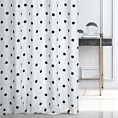 Zasłona szyta na taśmie 8 cm biało czarna z miękkiej tkaniny z nadrukiem w kropki