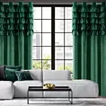 Zasłona ciemnozielona zdobiona falbanami z welwetu 140x250 cm przelotka AURA Eurofirany