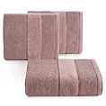 Ręcznik kąpielowy 50x90 cm bawełniany kolor pudrowy róż z welurową bordiurą 500 g/m2 EMMA Eurofirany