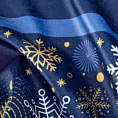 Zasłona granatowo, złota zdobiona świątecznymi gwiazdkami z tkaniny welwetowej 140x250 przelotka CAROL Eurofirany