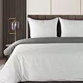 Pościel 220x200 cm z makosatyny bawełnianej kolor biały, stalowy dwustronna z sznurem dekoracyjnym na brzegach Eurofirany Premium