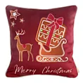 Poszewka na poduszkę 45x45 cm welwetowa ze świątecznym motywem pierników czerwona GINGER Eurofirany