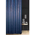 Zasłona szyta na taśmie 5 cm granatowa z miękkiej półmatowej tkaniny welwetowej z metalicznym nadrukiem