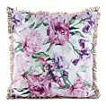 Poszewka na poduszkę 45x45 cm z tkaniny wodoodpornej na taras oraz balkon zdobiona nadrukiem kwiatów i frędzli różowo, fioletowa GARDEN Eurofirany