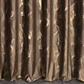 Zasłona szyta na tunelu brązowo złocista z tkaniny welwetowej ze złotym marmurkowym nadrukiem