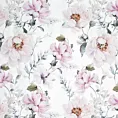 Zasłona biało, różowa zdobiona nadrukiem kwiatów 140x250 cm przelotka ROSELIN Eurofirany