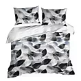 Pościel 220x200 cm z satyny bawełnianej kolor biały, grafitowy z motywem roślinnym SPRING 75 Eurofirany