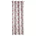Zasłona naturala, różowa z tkaniny półprzeźroczysta zdobiona nadrukiem kwiatów 140 x 250 cm Przelotka - DAVENA Eurofirany
