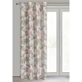 Zasłona naturalno, beżowa z wzorem kwiatów z dodatkiem lnu 140x250 cm przelotka DEMI Eurofirany