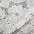 Zasłona biała z siateczki zdobiona kwiatami z dodatkiem drobnych perełek 3D 140x250 cm przelotka - JASMIN Eva Minge Eurofirany