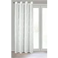 Firana biała z etaminy z delikatnym nadrukiem srebrnych liści 140x250 cm przelotka SISI Eurofirany