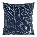 Poszewka na poduszkę 45x45 cm welwetowa z nadrukiem złocistych liści granatowa BLINK 32 Eurofirany