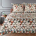 Pościel 220x200 cm z satyny bawełnianej kolor beżowy, pomarańczowy z wzorem geometrycznym DIVA 19 Diva Line Eurofirany
