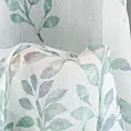 Dekoracja okienna biało, zielona z lekkiej etaminy z nadrukiem gałązek 140x270 cm taśma CLARISSA Design 91 Eurofirany