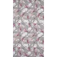Zasłona srebrna w różowe kwiaty z etaminy 140x300 cm taśma SHERRY Eurofirany