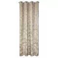 Zasłona beżowo, szampańska zdobiona błyszczącym nadrukiem liści palm z welwetu 135x270 cm przelotka DEBRA  Eurofirany