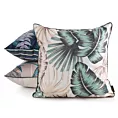Poszewka na poduszkę 45x45 cm z tkaniny wodoodpornej na taras oraz balkon z motywem egzotycznych liści kremowo, zielona GARDEN Eurofirany