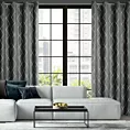 Zasłona szaro, srebrna haftowana w duże karo z tkaniny welwetowej 140x250 cm przelotka MARGO Pierre Cardin Eurofirany
