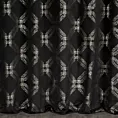Zasłona szyta na flexach czarna z tkaniny welwetowej z geometrycznym błyszczącym nadrukiem