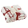 Koc  150x200 cm biało, czerwony z motywem skandynawskim Eurofirany