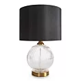 Lampa stołowa nocna czarno, złota IVY z szklana okrągłą podstawą Eurofirany
