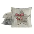 Poszewka na poduszkę 45x45 cm bawełniana, świateczna gobelinowa z mieszanki włókien zdobiona motywem gwiazdy popielato, srebrna GOB Eurofirany