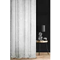 Zasłona szyta na przelotkach kremowo srebrzysta z tkaniny w stylu eko z błyszczącym nadrukiem