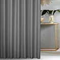 Zasłona szyta na taśmie fala popielata z gładkiej tkaniny zaciemniającej typu dimout wykończona obciążnikiem