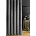 Zasłona szyta na taśmie fala grafitowa z tkaniny welwetowej w pionowe prążki, wykończona obciążnikiem
