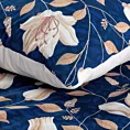 Pościel 160x200 cm bawełniana kolor granatowy, ciemnokremowy z wzorem kwiatowym NIKA 48 Eurofirany