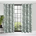 Zasłona miętowo, kremowa z motywem malowanych magnolii 140x250 cm przelotka GRACJA Eurofirany