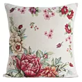 Poszewka na poduszkę 45x45 cm bawełniana, gobelinowa z motywem kwiatów piwonii naturalno, czerwona GRIA Eurofirany