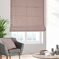 Roleta rzymska pudrowo różowa z miękkiej tkaniny o naturalnym splocie w stylu ekologicznym