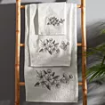 Zestaw ręczników bawełnianych 3 szt kolor srebrny,stalowy z haftowanym motywem kwiatu wiśni 400 g/m2 SOFIA Eurofirany
