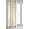 Zasłona kremowo, szampańska z nadrukiem liści, welwetowa 135x250 przelotka ARIA Eurofirany