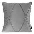 Poszewka na poduszkę 45x45 cm welwetowa z ozdobnym geometrycznym przeszywanym wzorem srebrna NALA 1 EUROFIRANY PREMIUM
