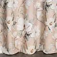 Zasłona szyta na flexach pudrowo różowo kremowa z tkaniny o płóciennym splocie z nadrukiem w magnolie