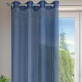 Dekoracja okienna granatowa zdobiona aplikacją z drobnych kryształków 140x250 cm przelotka AMADIE Eurofirany