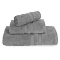 Ręcznik kąpielowy 50x90 cm bawełniany kolor stalowy z welwetową bordiurą w pasy 500 g/m2 PORTO Eurofirany