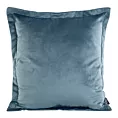 Poszewka na poduszkę 45x45 cm welwetowa z ozdobnymi brzegami niebieska RIA DIVA LINE Eurofirany