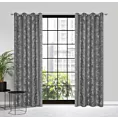 Zasłona stalowa z trójwymiarowym wzorem liści, welwetowa 140x250 cm przelotka LIVIA Eurofirany