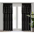 Zasłona czarna zdobiona falbanami z welwetu 140x270 cm taśma AURA Eurofirany