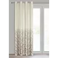 Zasłona kremowo, szampańska zdobiona błyszczącym nadrukiem z welwetu 140x250 cm przelotka TORI Eurofirany