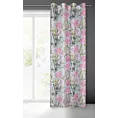 Zasłona miętowo, różowa ze wzorem kwiatów 140x250 cm przelotka NYDIA Eurofirany