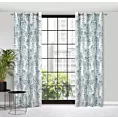 Zasłona naturalna w niebieskie liście 140x250 cm przelotka HARIET Eurofirany