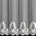 Firana szyta na taśmie 5 cm naturalna z tkaniny typu ADEN z delikatnym deszczykiem, zdobiona fantazyjnym haftem z dodatkiem welwetu Italissima Eva Minge